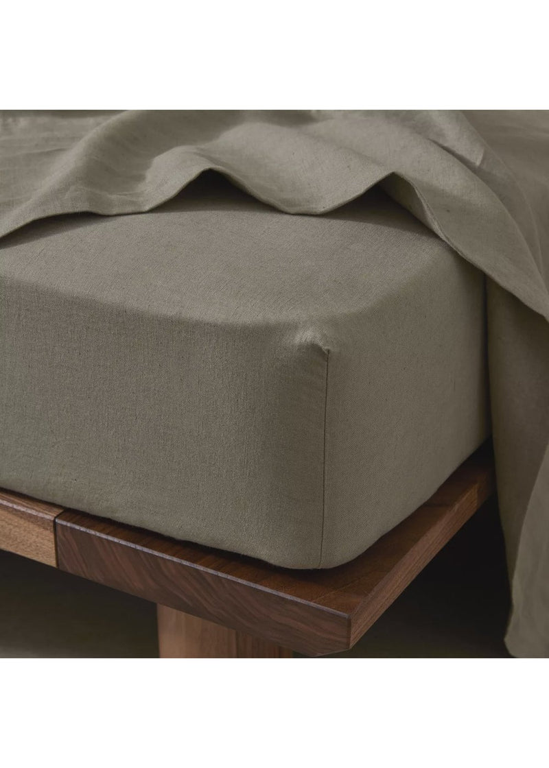 QB Ravello Linen Fitted Sheet Caper