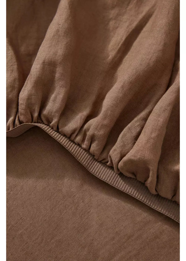 QB Ravello Linen Fitted Sheet Biscuit