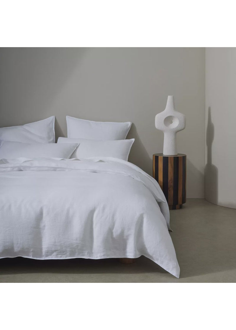 QB Ravello Linen Flat Sheet White