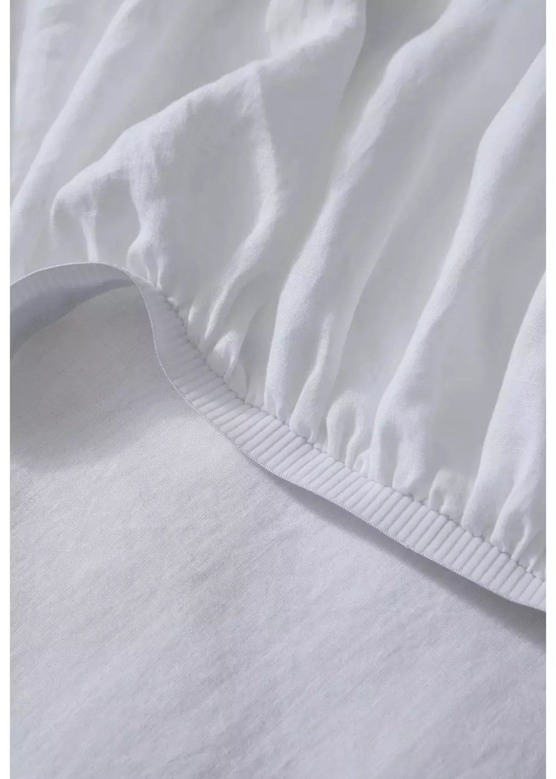 QB Ravello Linen Fitted Sheet White